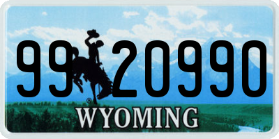 WY license plate 9920990