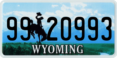 WY license plate 9920993