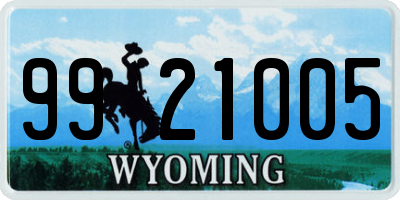 WY license plate 9921005