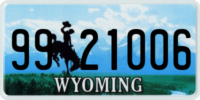 WY license plate 9921006