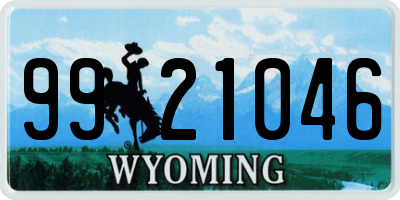 WY license plate 9921046