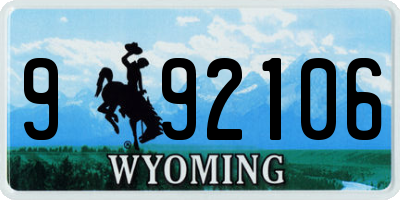 WY license plate 992106