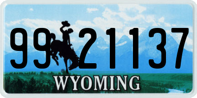 WY license plate 9921137
