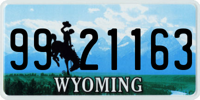 WY license plate 9921163