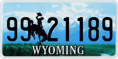 WY license plate 9921189