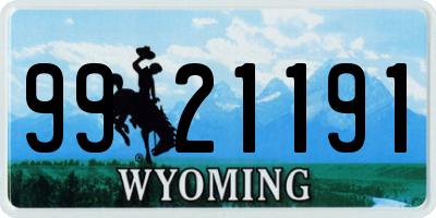 WY license plate 9921191