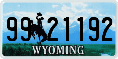 WY license plate 9921192