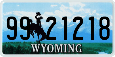 WY license plate 9921218