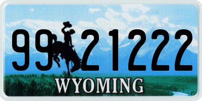 WY license plate 9921222
