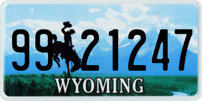 WY license plate 9921247