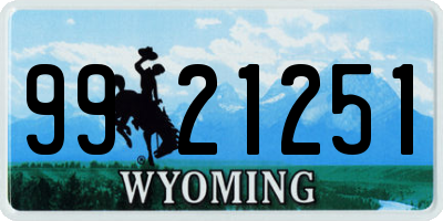 WY license plate 9921251