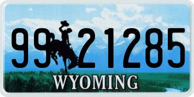 WY license plate 9921285