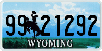 WY license plate 9921292