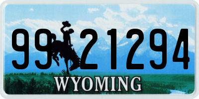 WY license plate 9921294