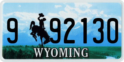 WY license plate 992130