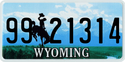 WY license plate 9921314