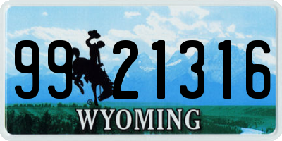 WY license plate 9921316
