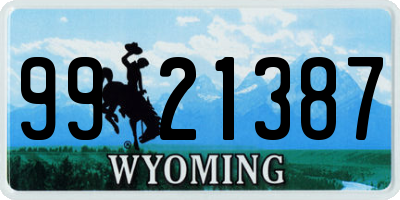 WY license plate 9921387