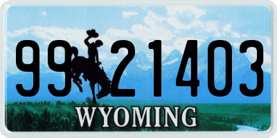 WY license plate 9921403