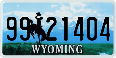 WY license plate 9921404