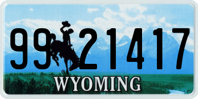 WY license plate 9921417