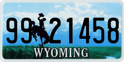 WY license plate 9921458