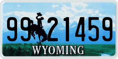 WY license plate 9921459