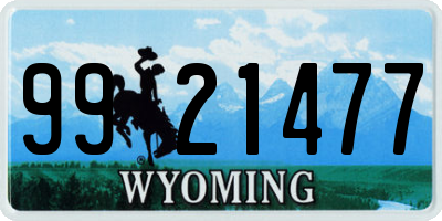 WY license plate 9921477