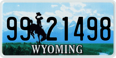 WY license plate 9921498