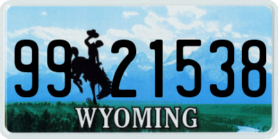 WY license plate 9921538