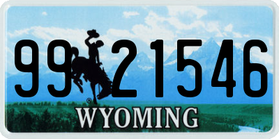 WY license plate 9921546