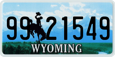 WY license plate 9921549