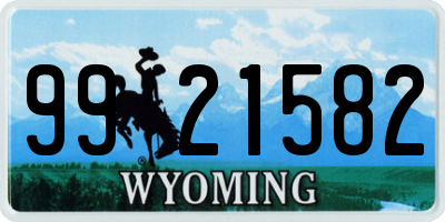 WY license plate 9921582