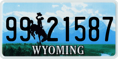 WY license plate 9921587
