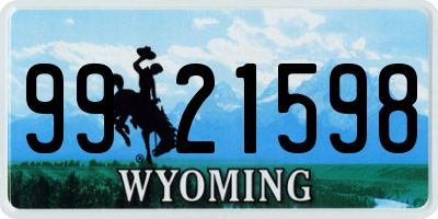 WY license plate 9921598