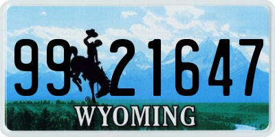 WY license plate 9921647