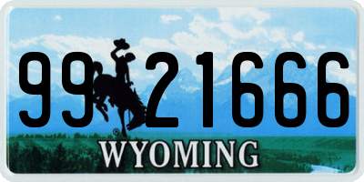 WY license plate 9921666