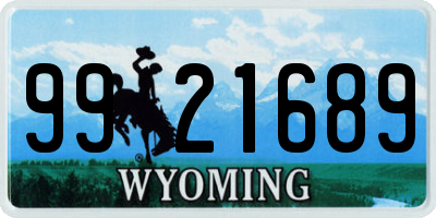 WY license plate 9921689