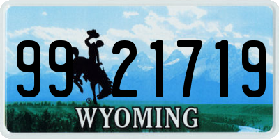 WY license plate 9921719