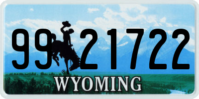 WY license plate 9921722