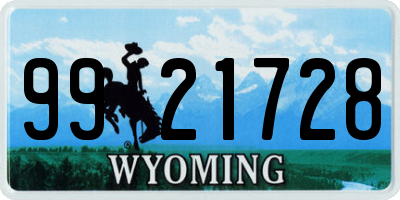 WY license plate 9921728