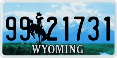 WY license plate 9921731
