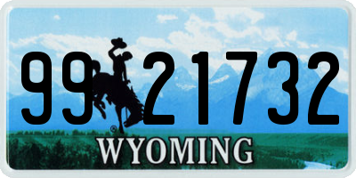 WY license plate 9921732
