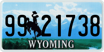 WY license plate 9921738