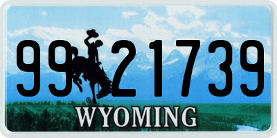 WY license plate 9921739
