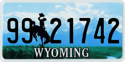 WY license plate 9921742