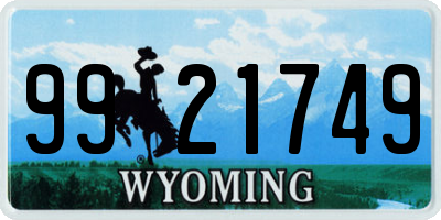 WY license plate 9921749