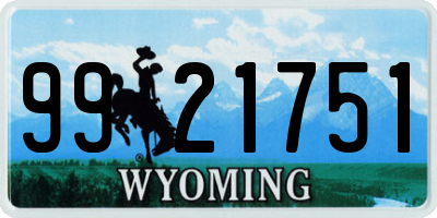 WY license plate 9921751
