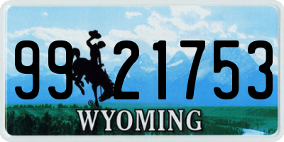 WY license plate 9921753