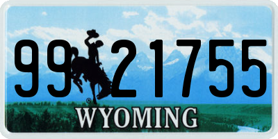 WY license plate 9921755